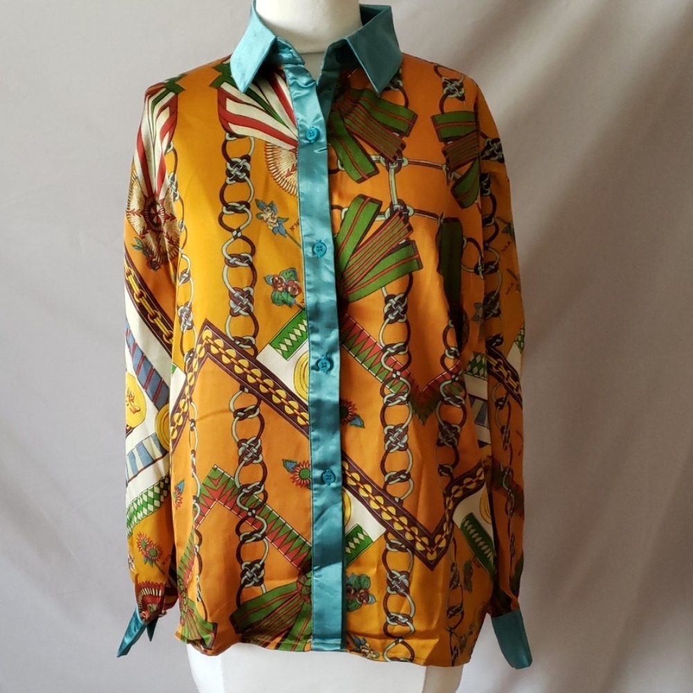 New w/tag TOV Multi Color Button Down Blouse